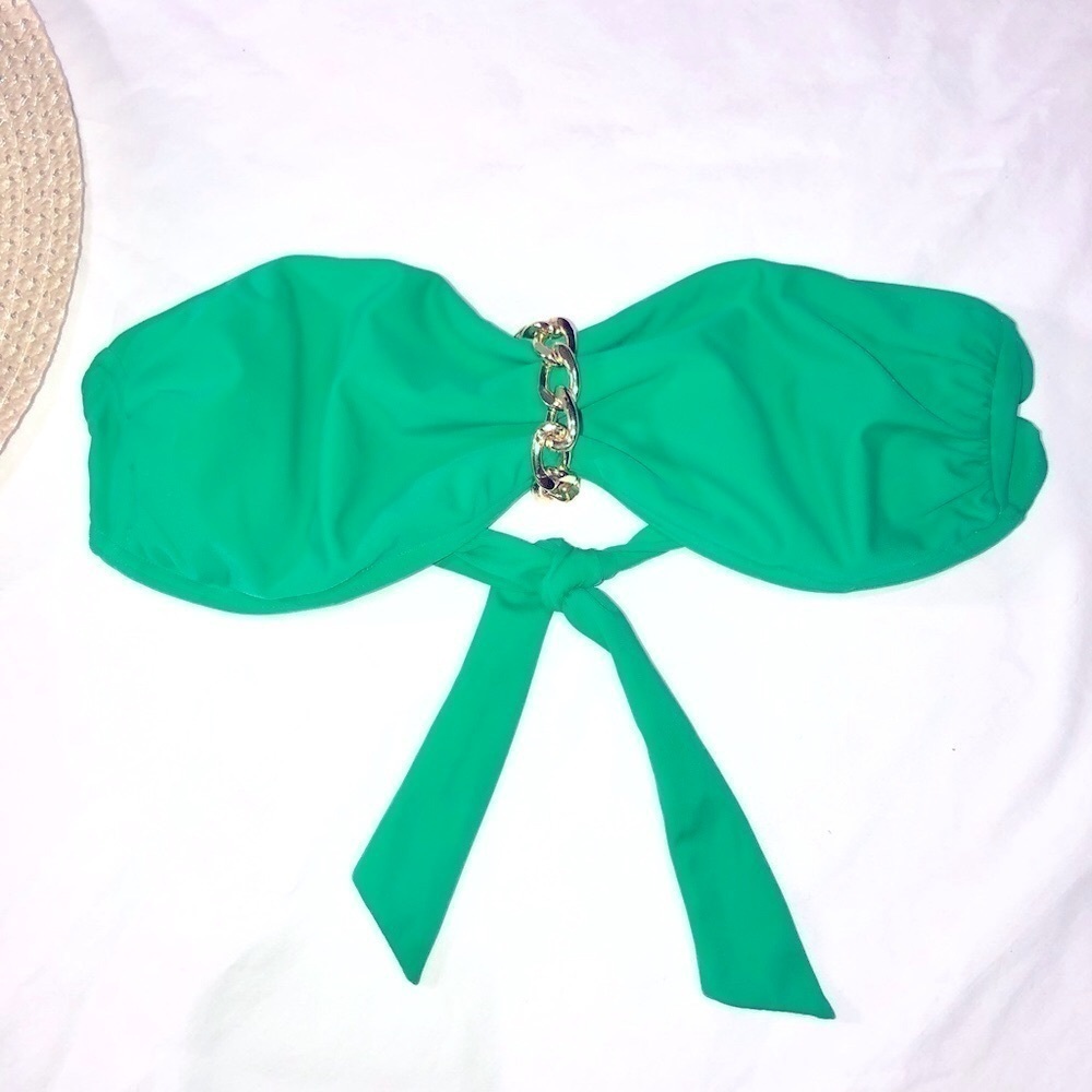 Victoria secrets green strapless bikini top with gold hardware size medium